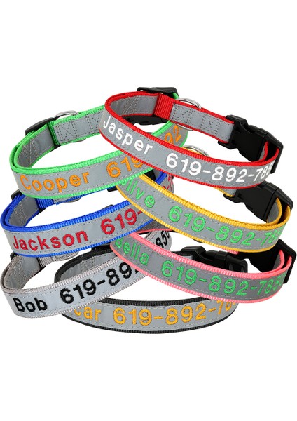 020-1GO Stili M Boyutu Ayarlanabilir Naylon Işlemeli Köpek Tasması Özel Kimlik Adı Aksesuarları Küçük Orta Büyük Köpekler Evcil Hayvanlar Malzemeleri Için Evcil Hayvan Tasmaları Perro (Yurt Dışından) modelleri