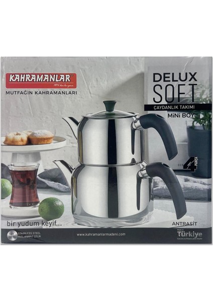 4 Parça Delux Soft Çaydanlık Takımı Mini Boy - Antrasit