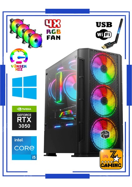 RTX75 Intel Core I5-12400F 16 GB Ram 512 GB M.2 Nvme SSD 8gb RTX3050 Oyuncu Masaüstü Bilgisayar