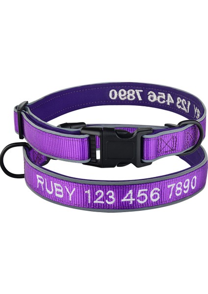Mor Tarzı M Boyutu Aydınlık Anti-Çarpışma Köpek Tasması Özelleştirilmiş Işlemeli Köpek Bilgi Anti-Kayıp Evcil Hayvan Tasması Kişiselleştirilmiş Köpek Aksesuarları (Yurt Dışından)