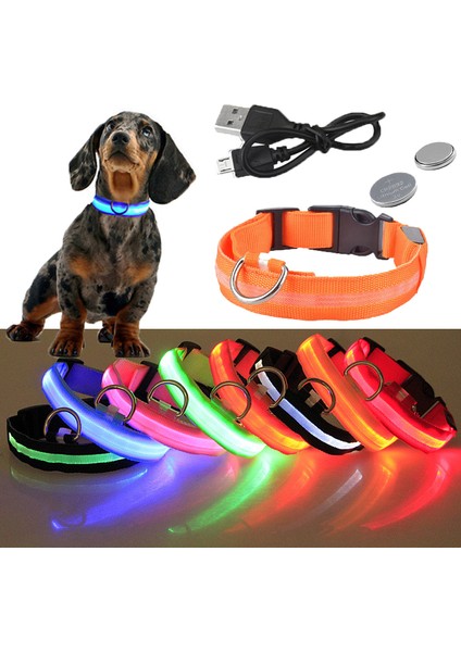 Usb-Mixcolor Stili 28-40 cm USB Şarj Edilebilir Veya Pil Pet Köpek Pet Kedi LED Parlayan Yaka Aydınlık Yanıp Sönen Kolye Açık Yürüyüş Gece Güvenlik Malzemeleri (Yurt Dışından)