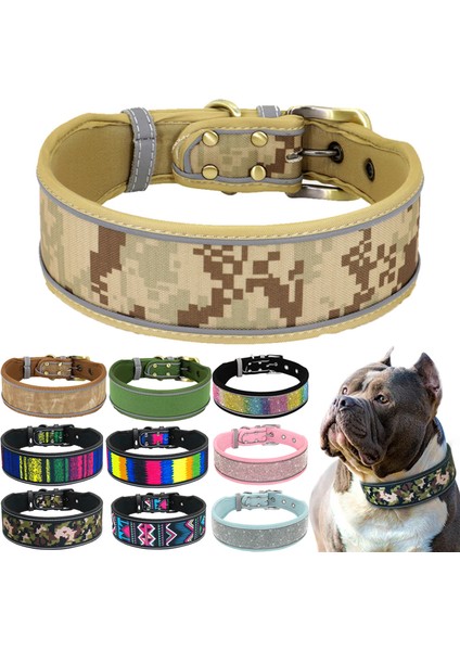 No.5 Tarzı S Beden Yansıtıcı Büyük Köpek Tasması Dayanıklı Kamuflaj Tazı Yaka Geniş Bling Taklidi Evcil Hayvan Köpek Tasması Küçük Orta Büyük Köpek Için (Yurt Dışından) fiyatları