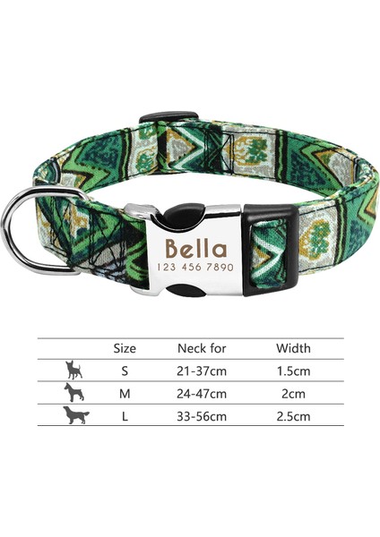 013-YEŞIL Tarz L Boyutu Ayarlanabilir Naylon Köpek Tasması Kişiselleştirilmiş Köpekler Kedi Kımlık Tasmaları Kazınmış Adı Toka ile Küçük Orta Büyük Köpekler Için Anti-Kayıp (Yurt Dışından)