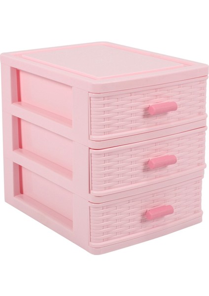 Plastik Çekmeci Tasarımlı 3 Bölmi Takı Saklama Kutusu Pembe (Yurt Dışından)