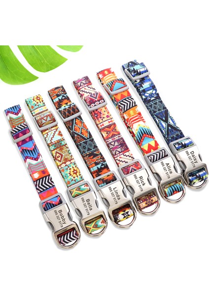 013-MAVI Tarzı L Boyutu Ayarlanabilir Naylon Köpek Tasması Kişiselleştirilmiş Köpekler Kedi Kımlık Tasmaları Kazınmış Adı Toka ile Küçük Orta Büyük Köpekler Için Anti-Kayıp (Yurt Dışından) modelleri