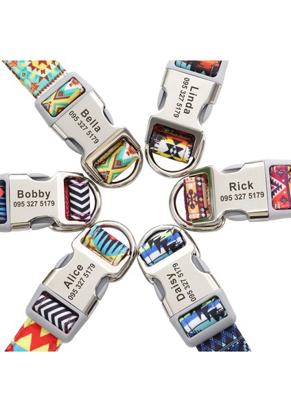 013-MAVI Tarzı L Boyutu Ayarlanabilir Naylon Köpek Tasması Kişiselleştirilmiş Köpekler Kedi Kımlık Tasmaları Kazınmış Adı Toka ile Küçük Orta Büyük Köpekler Için Anti-Kayıp (Yurt Dışından) indirimleri