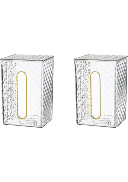 2x Ev Doku Kutusu Şeffaf Masaüstü Doku Kutusu Pompalama Kağıt Saklama Kutusu Oturma Odası Yemek Odası B (Yurt Dışından)