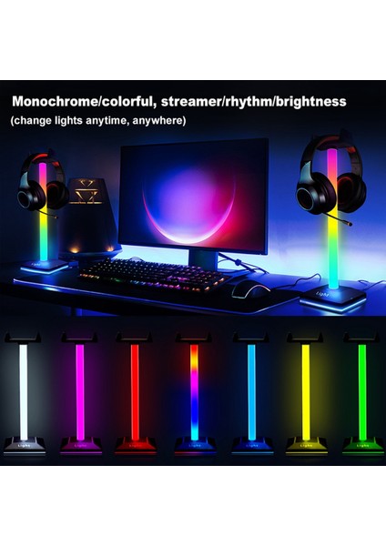 Aydınlık Rgb Kulaklık Braketi Pick-Up Ritim Atmosfer Işığı Çok Fonksiyonlu Askı Oyun Kulaklık Rafı Kulaklık Braketi (Yurt Dışından)