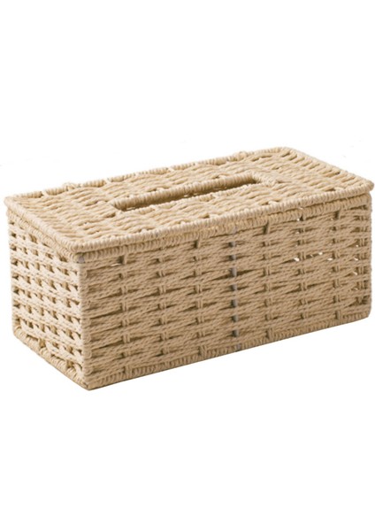 5x Rattan Doku Kutusu, Vintage Peçetik, Kasa Dağınıklığı Saklama Kabı Kapağı, Oturma Odası Masası Dekorasyonu (Bej) (Yurt Dışından)
