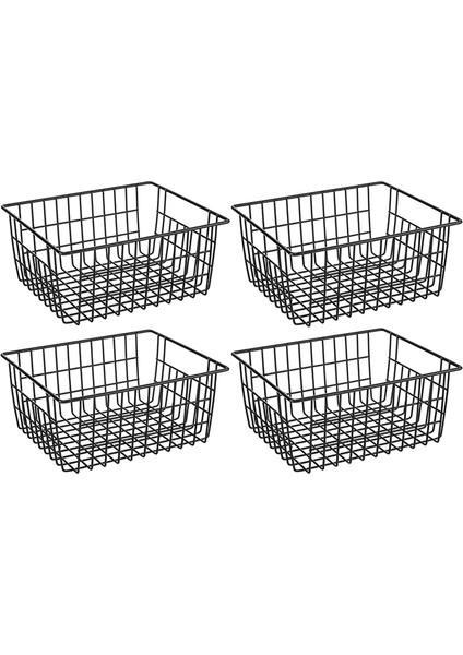 Dondurucu Buzdolabı T Saklama Sepetleri, 4 Paket Metal Sepetler Dahili Kulplu Gıda Saklama Organizatör Kutusu (Yurt Dışından)