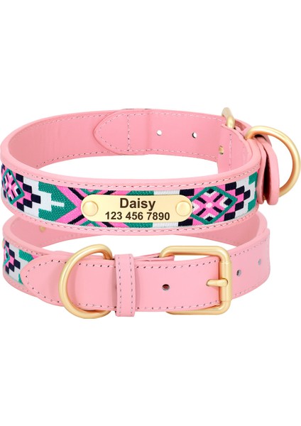 Pembe Tarzı Xl Boyutu Kişiselleştirilmiş Köpek Yaka Pu Deri Köpek Tasmaları Renkli Baskı Pet Kolye Küçük Orta Büyük Köpekler Için Kazınmış Kımlık Etiketi ile (Yurt Dışından)