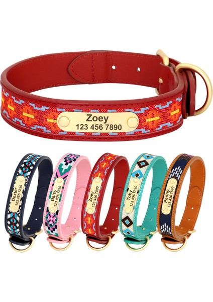 Pembe Tarzı Xl Boyutu Kişiselleştirilmiş Köpek Yaka Pu Deri Köpek Tasmaları Renkli Baskı Pet Kolye Küçük Orta Büyük Köpekler Için Kazınmış Kımlık Etiketi ile (Yurt Dışından) modelleri