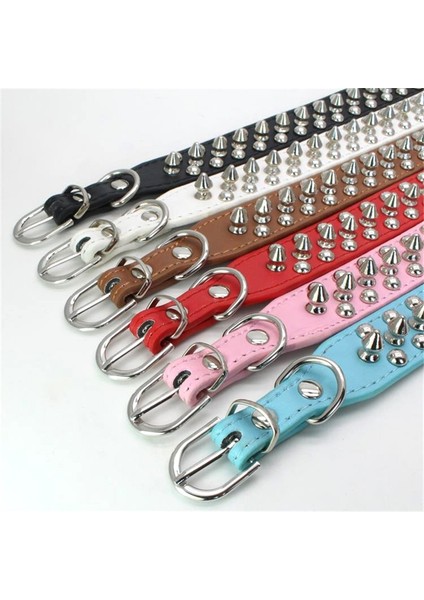 Beyaz Stil M Boyutu Perçinler Pu Deri Evcil Hayvan Tasmaları Orta Lagre Köpekler Için Bull Terrier Çivili Köpek Tasması Yürüyüş Için Mascotas Accesorios Para Perros (Yurt Dışından) indirimleri
