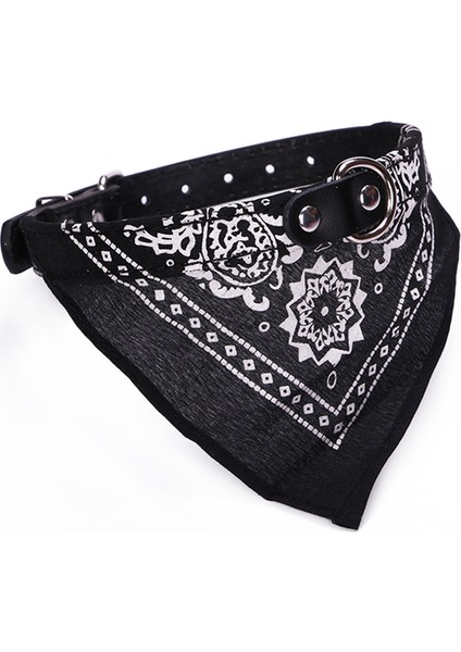 Siyah Stil M Boyutu Yeni Köpek Bandana Yaka Ayarlanabilir Kedi Pet Atkısı Pu Yaka Baskılı Üçgen Eşarp ile (Yurt Dışından)