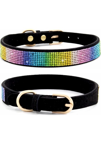 Siyah2 Tarzı Xs Boyutu Rahat Süet Fiber Kristal Köpek Tasması Glitter Rhinestone Köpek Tasmaları Çinko Alaşım Toka Yaka Küçük Köpekler Kediler Için Xxs ~ Xxl (Yurt Dışından)