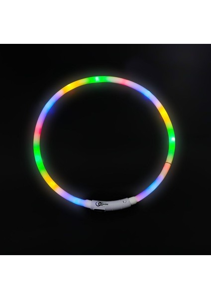 Çok Renkli Stil 35CM USB Şarj Aydınlık Köpek Tasması LED Gece Parlayan Pil Köpek Kaybı Önleme Köpek Aksesuarları Malzemeleri Evcil Hayvanlar Için Makaleler (Yurt Dışından)