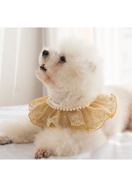 Altın Tarzı L Boyutu Evcil Hayvan Aksesuarları Kedi ve Köpek Yay Dantel Çan Pet Önlük Prenses Tarzı Tükürük Havlu Yaka El Dokuma Kolye Evcil Hayvan Aksesuarları (Yurt Dışından)