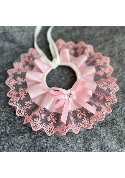 Pembe Tarzı M Boyutu Moda Ilmek Evcil Hayvan Tasması Sevimli Dantel Örgü Nakış Pet Önlük Geğirmek Kumaş Güzel Köpek Kedi Kolye Boyun Askısı Küçük Orta Köpek (Yurt Dışından)