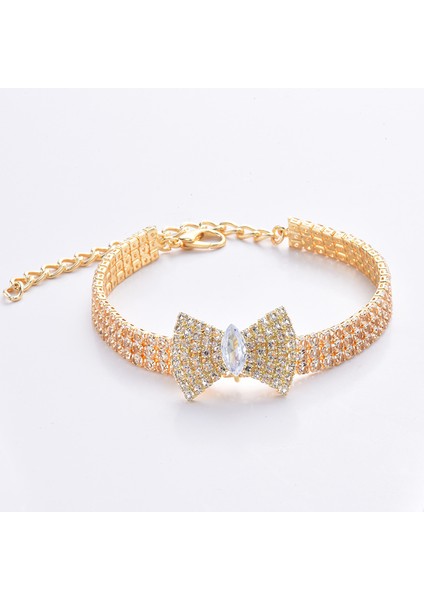 Altın Tarzı M Boyutu Lüks Tasarımcı Fransız Bulldog Köpek Aksesuarları Pet Hediye Kutusu Gümüş Zirkon Papyon Kedi Boyunluk Alaşım Orta Köpek Pet Ürünleri (Yurt Dışından)