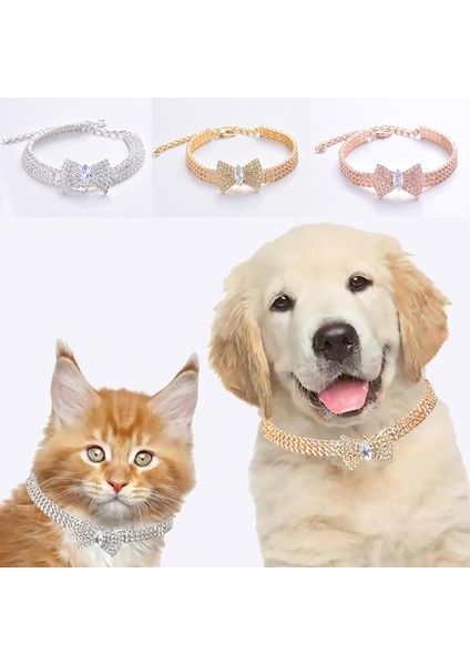 Altın Tarzı M Boyutu Lüks Tasarımcı Fransız Bulldog Köpek Aksesuarları Pet Hediye Kutusu Gümüş Zirkon Papyon Kedi Boyunluk Alaşım Orta Köpek Pet Ürünleri (Yurt Dışından) fiyatları