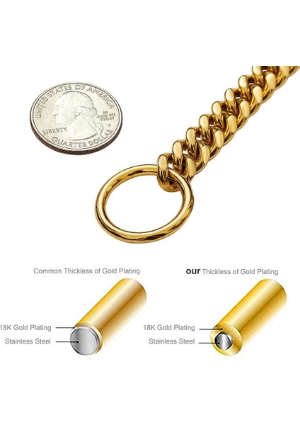 Altın Tarzı 10 Inç-25 cm Küba Zinciri Paslanmaz Çelik Metal Kaymaz Zincir Yaka Köpek Tasması Köpek Dekorasyon Köpek Tasması Büyük Köpek Yavrusu Evcil Hayvan Kolye (Yurt Dışından) fırsatları