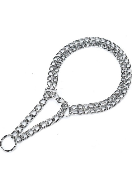 SL207B Stili 2.0MMX40CM Metal Demir Çift Üç Sıralı Köpek Zinciri Yaka Ayarlanabilir Şerit P-Tipi Pet Yaka Zinciri Büyük Köpek Tasmaları Kolye Martingale (Yurt Dışından)