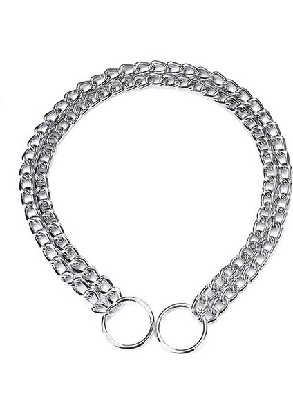 SL201B Stili 3,5MMX60CM Metal Demir Çift Üç Sıralı Köpek Zinciri Yaka Ayarlanabilir Şerit P-Tipi Pet Yaka Zinciri Büyük Köpek Tasmaları Kolye Martingale (Yurt Dışından)