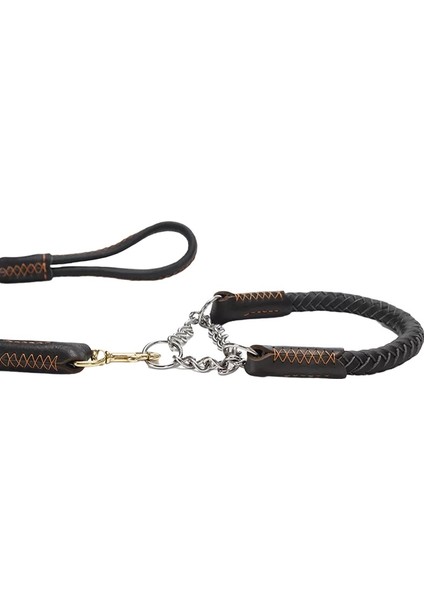 Kahverengi Tarzı Xl Boyutu Deri Köpek Yaka Kayma Büyük Köpek Tasması Sekiz Telli Örgülü Yaka Gerçek Deri Yaka Köpek Için Büyük Paslanmaz Çelik Yaka (Yurt Dışından)