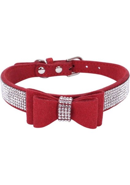 R Tarzı S Beden Bling Rhinestone Köpek Tasması Deri Yay-Düğüm Yavru Kedi Kolye Evcil Hayvan Tasması Küçük Köpek Chihuahua Pug Yaka Evcil Hayvan Aksesuarları (Yurt Dışından)