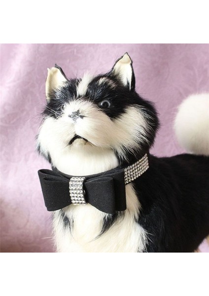 R Tarzı S Beden Bling Rhinestone Köpek Tasması Deri Yay-Düğüm Yavru Kedi Kolye Evcil Hayvan Tasması Küçük Köpek Chihuahua Pug Yaka Evcil Hayvan Aksesuarları (Yurt Dışından) indirimleri