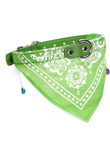 Shanhua Shop Yeşil Stil S Beden Yeni Köpek Bandana Yaka Ayarlanabilir Kedi Pet Atkısı Pu Yaka Baskılı Üçgen Eşarp ile (Yurt Dışından)