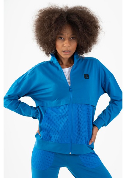 Comfort Kadın Dik Yaka Düşük Kol Saks Tracktop 22178
