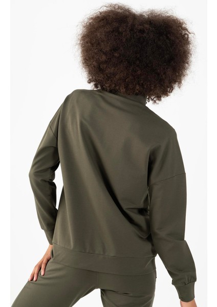 Comfort Kadın Dik Yaka Düşük Kol Açık Haki Tracktop 22178 fiyatları