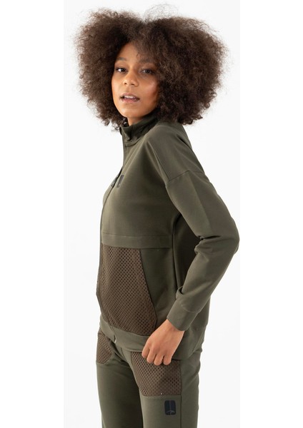 Comfort Kadın Dik Yaka Düşük Kol Açık Haki Tracktop 22178 fırsatları