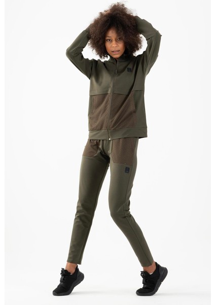 Comfort Kadın Dik Yaka Düşük Kol Açık Haki Tracktop 22178 indirimleri