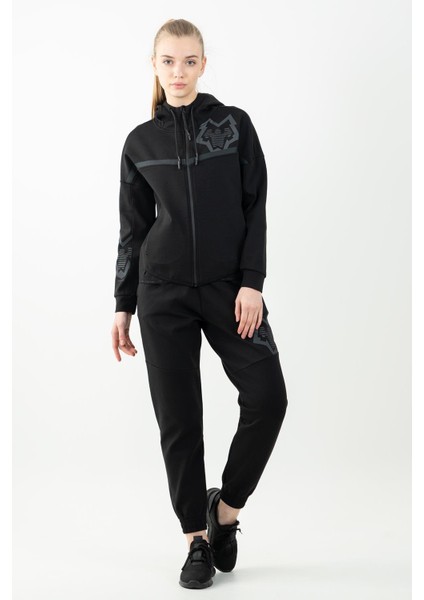 Regular Kadın Kapşonlu Uzun Kol Siyah Tracktop 22027 modelleri