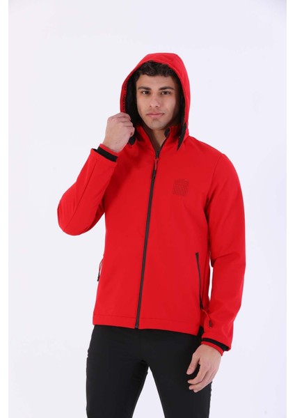 Sportswear Regular Erkek Kapşonlu Uzun Kol Outdoor Kırmızı Ceket 20384