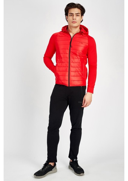 SlimFit Erkek Kapşonlu Uzun Kol Basic Kırmızı Ceket 17425 indirimleri
