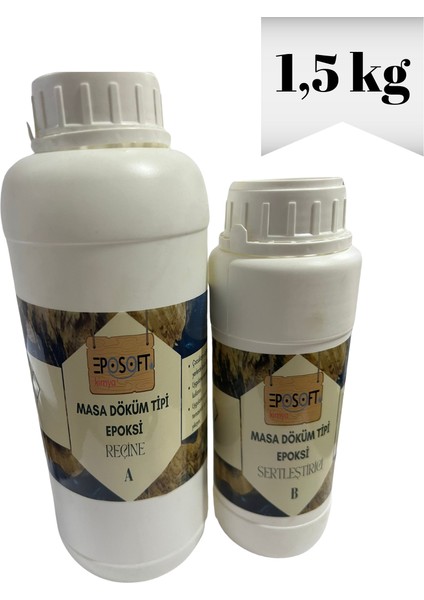 Yeni Şeffaf Epoksi Reçine Kalın Döküm 1,5 Kg. (A+B) Sehpa, Masa Uygulamaları Için | Yeni Ürün