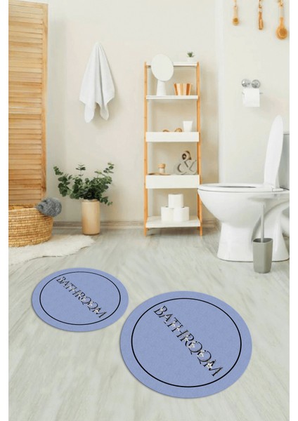 Dijital Baskılı Kaymaz Yıkanabilir Bathroom Yuvarlak Ikili Banyo Takımı, N-Y-Klozet-06-Mavi, modelleri