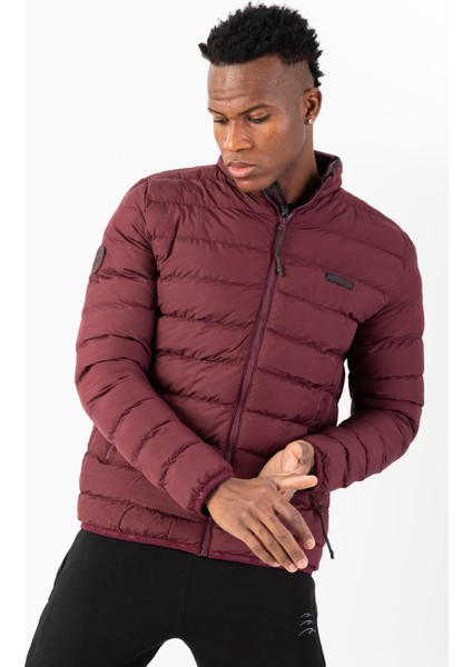 Regular Erkek Dik Yaka Takma Kol Bordo Mont 22314