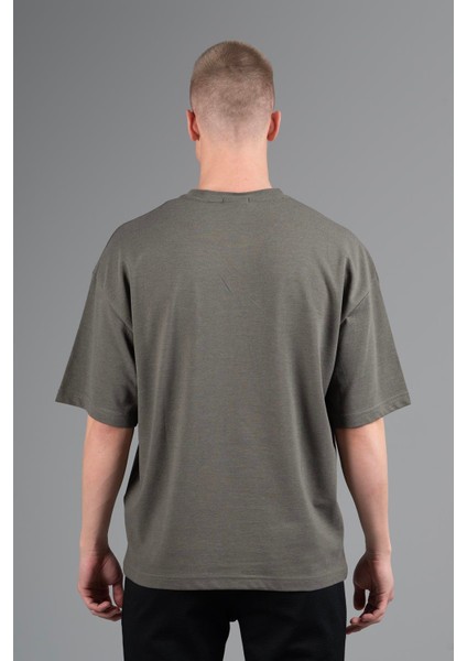 Oversize Erkek Bisiklet Yaka Haki T-shirt fiyatları