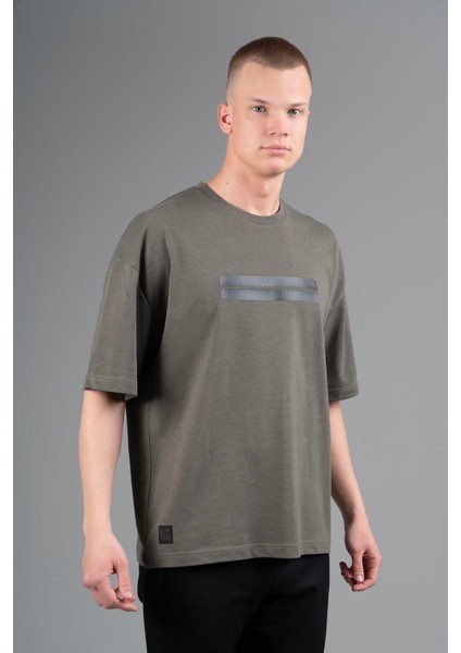 Oversize Erkek Bisiklet Yaka Haki T-shirt fırsatları