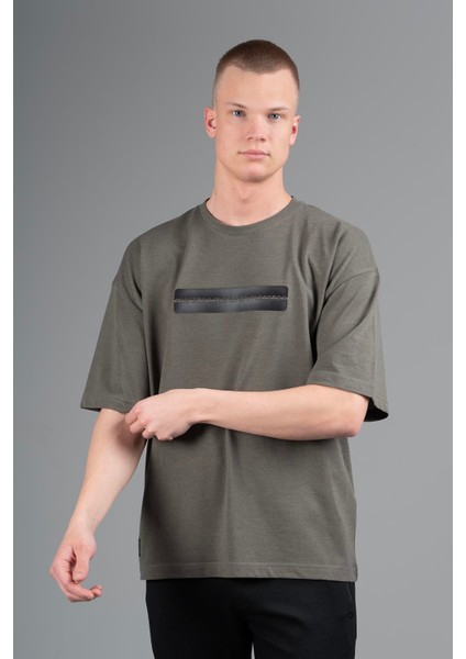 Oversize Erkek Bisiklet Yaka Haki T-shirt indirimleri
