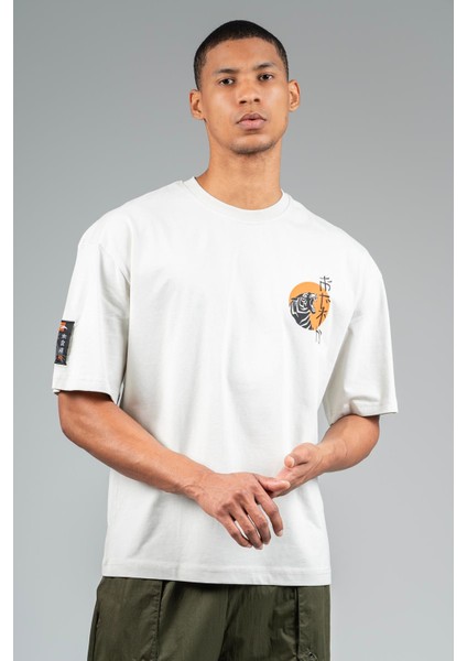 Oversize Erkek Bisiklet Yaka Gümüş Gri T-shirt indirimleri