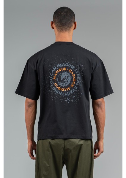 Oversize Erkek Bisiklet Yaka Siyah- T-shirt fiyatları