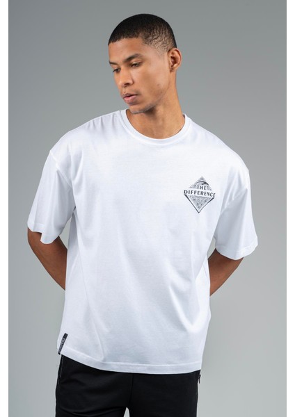 Oversize Erkek Bisiklet Yaka Beyaz T-shirt indirimleri