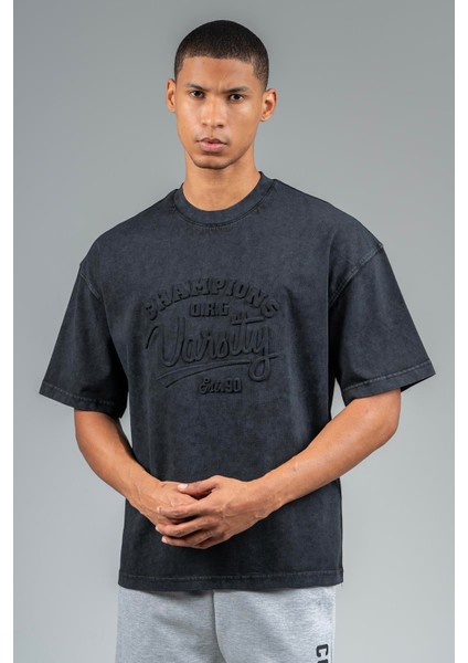 Oversize Erkek Bisiklet Yaka Siyah- T-shirt modelleri