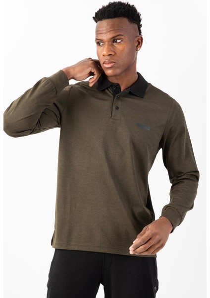 Regular Erkek Polo Yaka Uzun Kol Haki Sweatshirt 22432 fiyatları