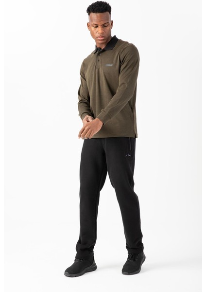 Regular Erkek Polo Yaka Uzun Kol Haki Sweatshirt 22432 modelleri